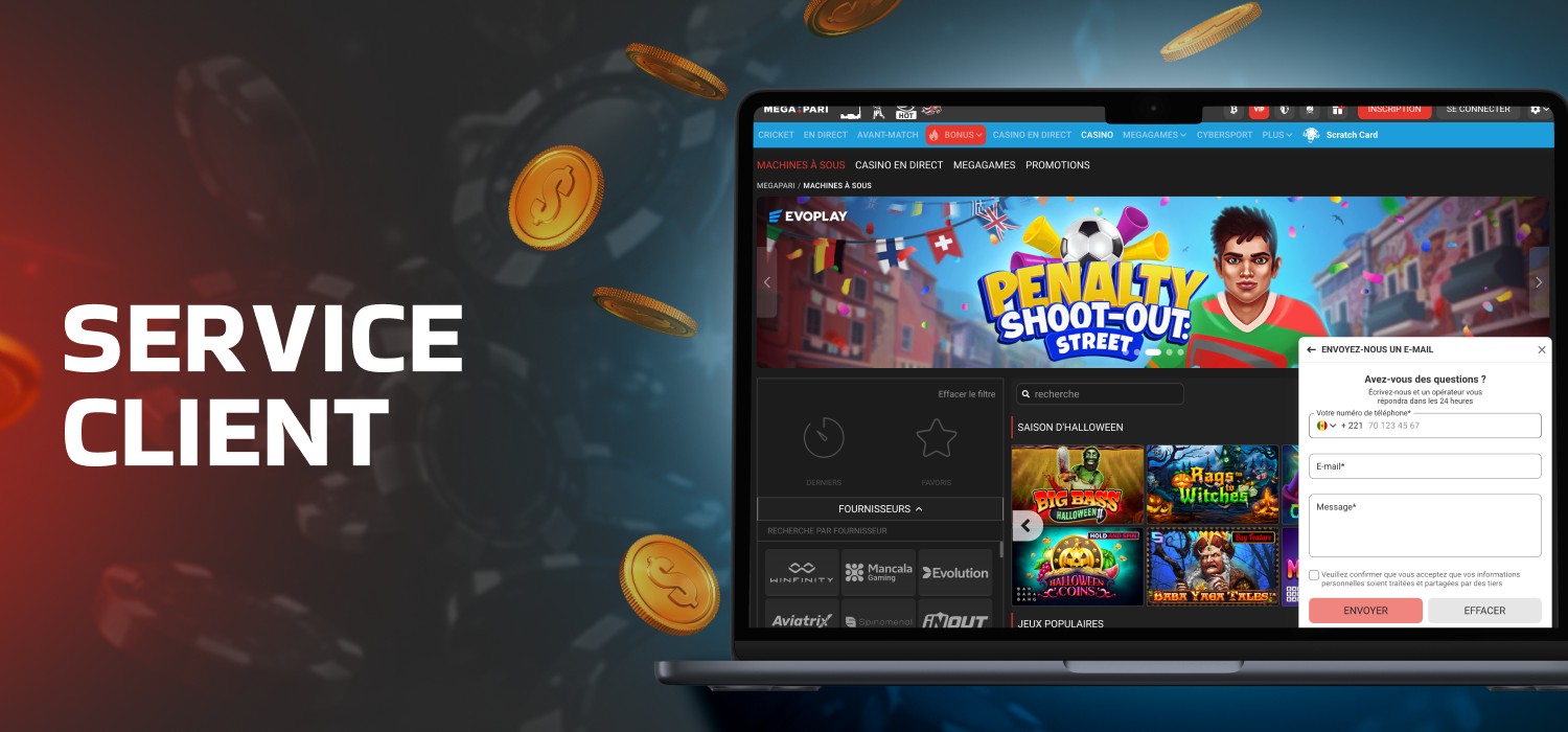 service clientèle sur la plateforme du casino